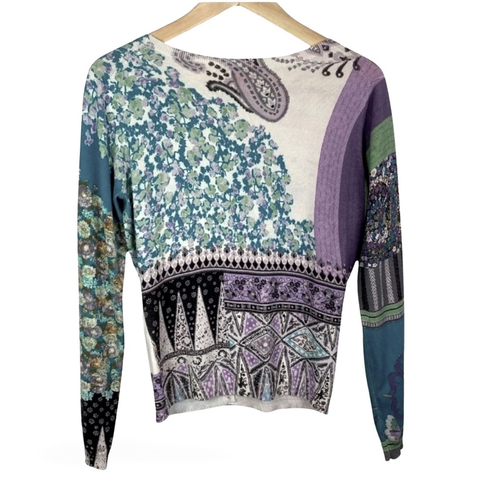 Etro Silk Cardigan Made in Italy Long Sleeve Button Down Sweater - Picture 2 of 4